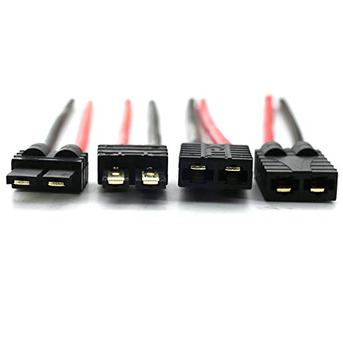 DEVMO 2 Pairs TR-X Male/Female Connectors Cable with 14awg 10cm Slicone Wire Compatible with RC LiPo Battery FPV Turnigy/Zippy