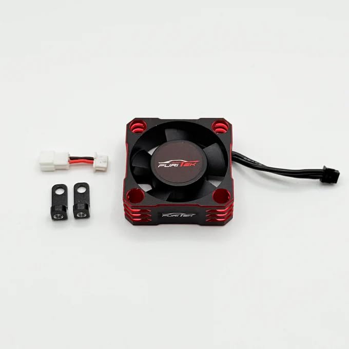 Furitek AeroSpin 30K Aluminum Fan Kit for SlideTech ESC – Remote Control Car, RC Car Electronic Accessory, RC Car ESC Cooling Fan (Black Red (FUR-2674)) - color: Black Red (FUR-2674)