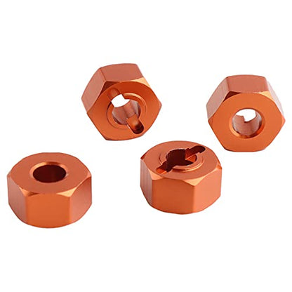 12mm Hex Wheel Hub Mount, Aluminum 7mm Thick with 2x10mm Stub Axle Pins for 1/10 Slash 4x4 & HQ 727 RC Cars Replacement Upgrade Parts (Orange)(Set of 4) - color: Orange