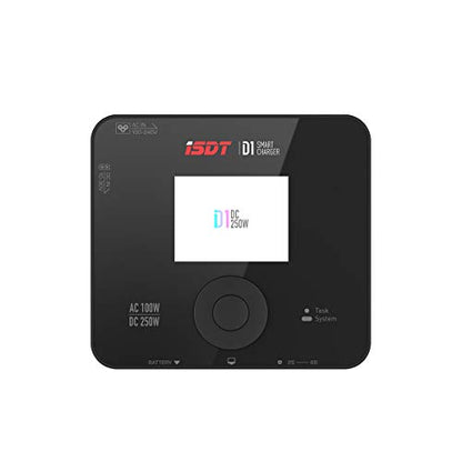 ISDT D1 RC lipo Battery Charger Discharger with AC 100W,DC 250W Dual Input Mode - Hobby Smart Digital Charger - 1~6S Lithium LiHv LiIon Life NiMH Ni-Cd/Pb Lipo Battery Balance Charger