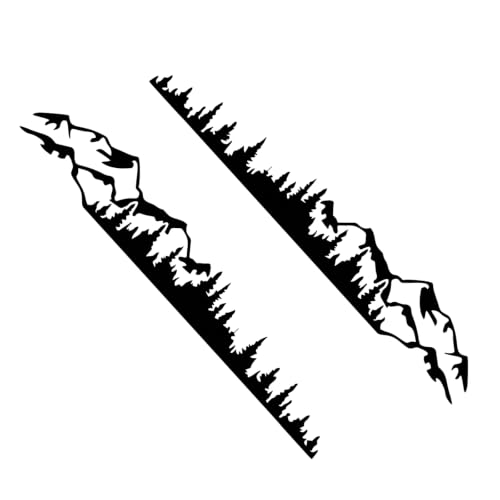 2PCS Car Mountain Tree Forest Decals, 39.3" x 6.7" Mountain Tree Graphic Sticker Car Side Door Decal, Waterproof Bumper Sticker, Auto Body Decor Stickers for RV, SUV, Off-Road, Camper
