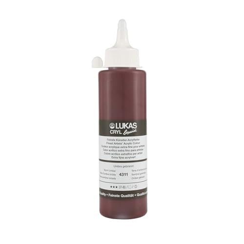 Lukas Cryl Liquid Soft Body Acrylic Paints for Painting - Professional Low Viscosity - 250 ml Bottle Burnt Umber - color: Burnt Umber