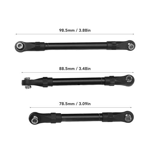 RC Tie Link Rods Set, 6 Pcs RC Car Steering Tie Rod Aluminum Alloy Spare Part Long Short RC Tie Rods Set for Slash Remote Controlled Car (Black) - color: Black