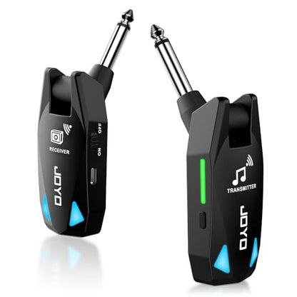 JOYO Wireless Guitar System UHF Transmitter Receiver 6 Channel <2ms Low Latency 150ft Long Range Rechargeable for Guitar Bass 6.35mm Mono Audio Cordless (JW-08)