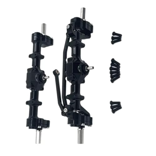 Rc Crawlers Axles Compatible With WPL C14 C24 C34 B14 B24 RC Car Upgrade Modification Part Front Rear Portal Bridge Axle Differential Assembly Kit(Black) - color: Black