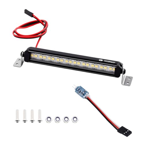 Aluminum RC Light Bar 20 LED 100mm Roof Light with CH3 Light Control Switch Kit for 1/10 Axial SCX10 Traxxas TRX4 Arrma Karton Redcat GEN8 RC Crawler Car - size: 100mm Roof Light Bar with CH3 Control