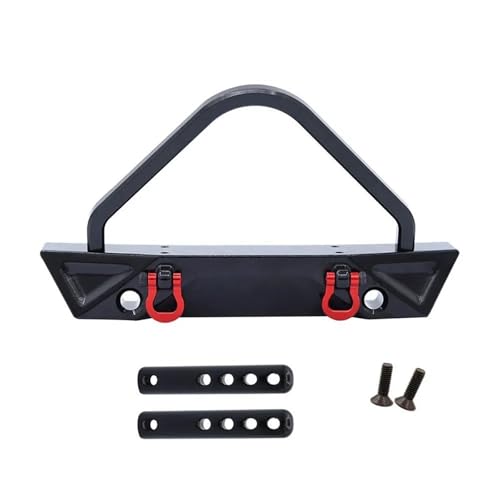 RC Car Parts for MN128 Metal Front Rear Bumper with Tow Hitch Shackles Winch Hole 1/12 RC Crawler Upgrade Parts Replacement Car Accessories(Black,Front) - color: Black, size: Front