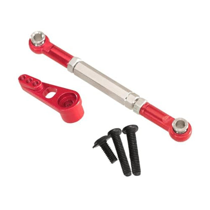 harayaa RC Car Steering Rod Adjustable Pull Rod Linkages Servo Linkage Rod Metal Front Rear Aluminum Alloy Upgrade Part for 1/10 RC Truck Accessories Suitable, Red - color: Red