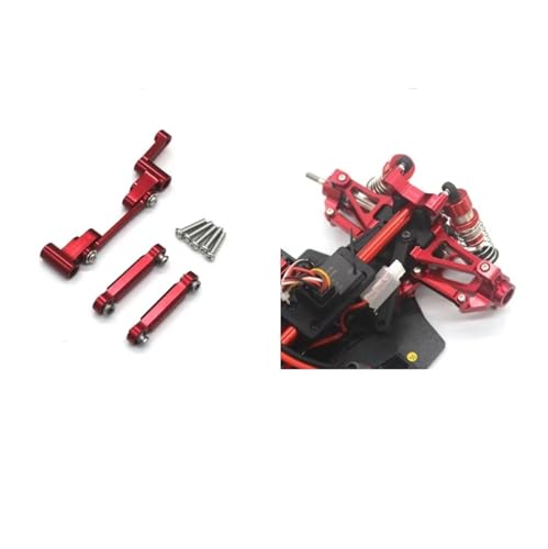 RC Car Accessories Compatible with MJX 14303 14301 14302 4WD 1/14 Remote Control Car Metal Upgrade Parts Steering Assembly Steering Rod(Red) - color: Red