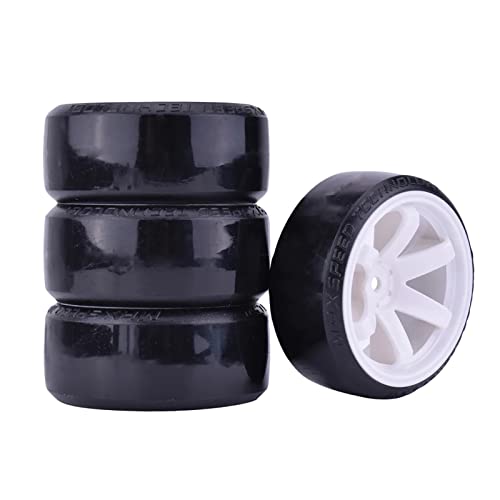 4Pcs 63mm RC Drift Car Tires Hard Tyres Plastic Wheel Rims for 1/10 On-Road Drifting Car for HSP Tamiya HPI Kyosho Spare Parts (White) - color: White