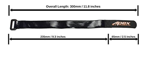 5 Pack 20mm x 300mm HD Rubberized Battery Straps Non-Slip - Apex RC Products #3031