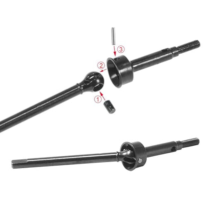 Steel Front Rear Axle Shafts 5mm Extended +2mm Thread Longer Driveshaft for 1/18 RC Crawler Car TRX4M Upgrade Parts (Black) - color: Black