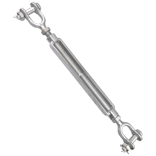 Forged Galvanized Steel Turnbuckle 7/8 x 12 Inch Jaw and Jaw Turnbuckles for Cable Rail Rigging Rope Chain 7,200 lbs Working Load Limit, 1PCS(7/8" X 12") - size: 7/8" X 12"