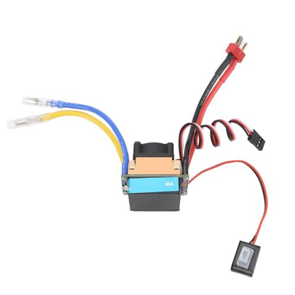 Drfeify 480A Brushed Speed Controller ESC, 480A RC ESC with Cooling Fan Waterproofing ESC for 1/10 RC Car and Boat