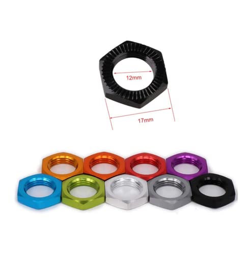 Aluminum 17mm Wheel Nut Thread 1.0mm for 1/7 1/8 RC Model Car ARRMA 6s HSP Redcat Himoto Monster Trucks Off Road Buggy Upgraded Parts 16 pcs/Set (Green) - color: Green