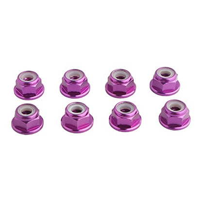 8PCS Flange M4 Lock Nuts Serrated Nylon Self-Tightening Aluminum M4 Wheel Hardware for Axial HPI TLR ECX Model RC Car Vehicles Upgraded Replacement Parts (Purple) - color: Purple