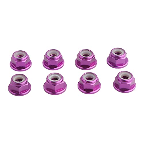 8PCS Flange M4 Lock Nuts Serrated Nylon Self-Tightening Aluminum M4 Wheel Hardware for Axial HPI TLR ECX Model RC Car Vehicles Upgraded Replacement Parts (Purple) - color: Purple