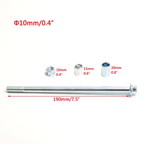 Mokuo 10mm 190mm Front Rear Axle with Bushing 6mm 15mm 20mm Fit for Motorcycle Pit Dirt Bike Moped Scooter QUAD ATV Mini Bike Parts - size: 10-190