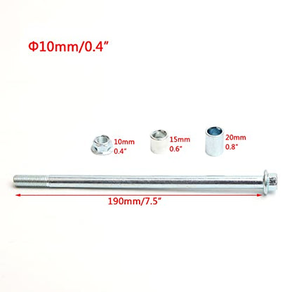 Mokuo 10mm 190mm Front Rear Axle with Bushing 6mm 15mm 20mm Fit for Motorcycle Pit Dirt Bike Moped Scooter QUAD ATV Mini Bike Parts - size: 10-190