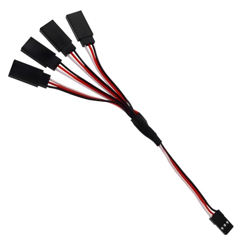 6Pcs 3 Pin JST Plug Splitters Servo Cord Wire, 15cm Male to 4 Female Y Harness Connector Servo Extension Cable Fit for Futaba JR RC Car or Airplanes (Male to 4 Female) - size: Male to 4 Female