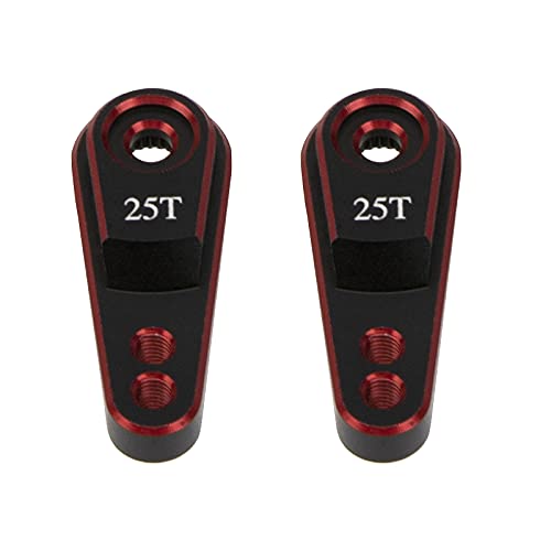 2Pcs Vgoohobby Metal 25T Servo Horn Steering Arm for Standard Servo Motors Compatible with Traxxas TRX4 Axial SCX10 Tamiya 1/10 RC Crawler Truck (Red-Black) - color: Red-black