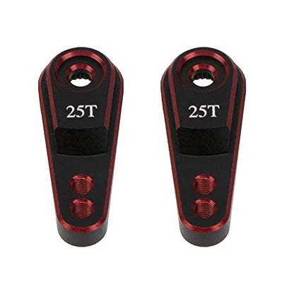 2Pcs Vgoohobby Metal 25T Servo Horn Steering Arm for Standard Servo Motors Compatible with Traxxas TRX4 Axial SCX10 Tamiya 1/10 RC Crawler Truck (Red-Black) - color: Red-black