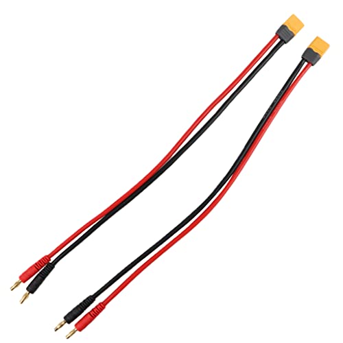2pc XT60H Male Cables Connector Plug to 4mm Banana Plugs Battery Charge Lead Adapter Cable for RC Helicopter Quadcopter XT60 Lipo Battery Plug Charge 12AWG 30CM