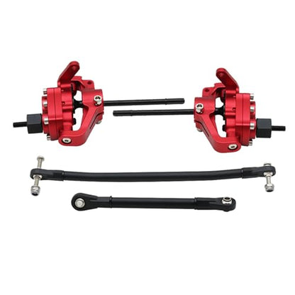 1/10 RC Crawler Aluminum Portal Front and Rear Axle Set for Axial SCX10 II 90046 90047 AR44 – CNC Alloy Axles with Steering Link Upgrade Parts for SCX10 Trucks (Red Set) - color: Red Set