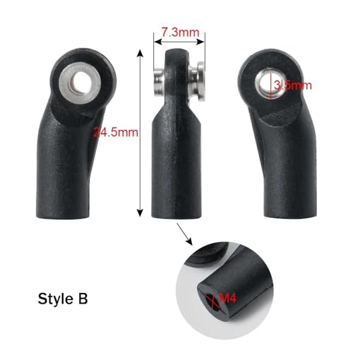 Compatible Black Plastic M4 Steering Linkage Pivot Link Rod End Joint Head Balls Compatible with 1/10 RC Crawler Car Parts Set of 10(Style C) - color: Style C