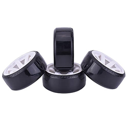 4Pcs 63mm RC Drift Car Tires Hard Tyres Plastic Wheel Rims for 1/10 On-Road Drifting Car for HSP Tamiya HPI Kyosho Spare Parts (White) - color: White