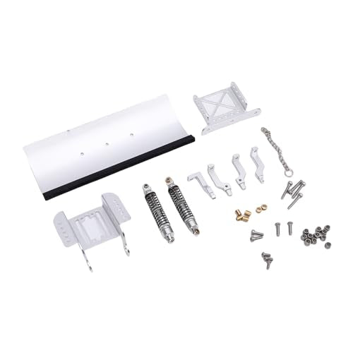 Zunate 1/18 Scale RC Metal Snow Plow Replacement for Crawler, Alloy Front Shovel with Shock Absorption for Winter Scenes & Obstacle Clearing (Silver) - color: Silver