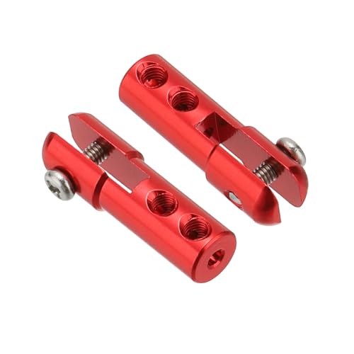 MECCANIXITY 2Pcs Metal Clevis M2 Thread Aluminum Alloy Clevis Servo Horn Tie Rod Chuck Connector with Screws for RC Airplane Car Helicopter Model Replacements,Red - color: Red