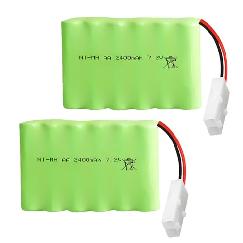2Pack 7.2V 2400mAh NI-MH RC Battery Pack RC Car Truck Rechargeable Replacement AA Battery Cell KET/2P Plug for RC Toys,Drone,Remote Control Car DIY - size: 2Pack