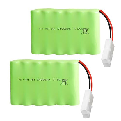 2Pack 7.2V 2400mAh NI-MH RC Battery Pack RC Car Truck Rechargeable Replacement AA Battery Cell KET/2P Plug for RC Toys,Drone,Remote Control Car DIY - size: 2Pack