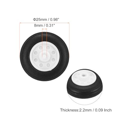 MECCANIXITY 10Pcs RC Airplane Wheels 1" OD Aircraft PU Rubber Tire Tail Airplanes Wheel Replacement for DIY Model Plane Helicopter Car - size: 1" OD
