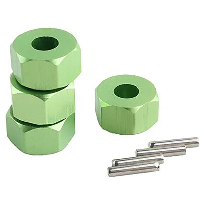 12mm Hex Wheel Hub Mount, Aluminum 7mm Thick with 2x10mm Stub Axle Pins for 1/10 Slash 4x4 & HQ 727 RC Cars Replacement Upgrade Parts (Green)(Set of 4) - color: Green