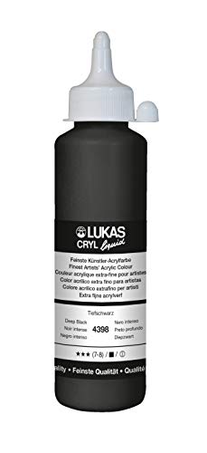 Lukas Cryl Liquid Soft Body Acrylic Paints for Painting - Professional Low Viscosity - 250 ml Bottle Deep Black - color: Deep Black