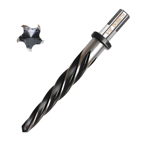 9/16" Bridge Construction Reamer Drill Bit, M2 HSS Taper Chucking Reamer for Steel Alloy Metal Wood Plastic, 1/2" Non-Slip Shank, 5-Spiral Flutes Car Reamer, to Align or Enlarge Holes, 14mm - size: 9/16"
