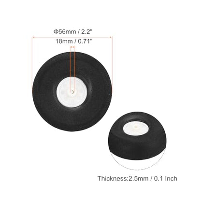 MECCANIXITY 8Pcs RC Airplane Wheels 56mm / 2.2" OD Aircraft Sponge Tire Tail Airplanes Foam Wheel Replacement for DIY Model Plane Helicopter - size: 56mm / 2.2" OD