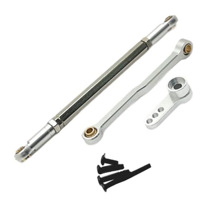 Servo Link Rod Metal Steering Rod High Strength RC Car Push Rods Linkage Rod End for 1:12 99S MN78 Trucks DIY, Silver - color: Silver
