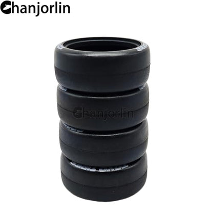 1/10 RC Drift Wheels Tires OD 2.56" Hard Drift Racing Smooth Tread Tyres For 1:10 1/12 Rally Street On Road Car TT01 TT02 Traxxas XV02 XV01 TA06 HPI KYOSHO PTG2 1/10 Touring Wheels 4PCS