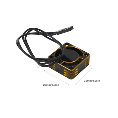 RC Car Motor Cooling Fan for Most RC Model Cars, 25x25mm Aluminum Alloy Lightweight Brushless ESC High Speed Heat Dissipation Fan (Gold)