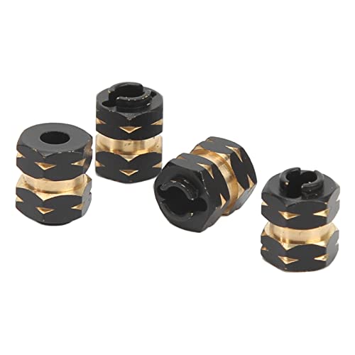 Generic 4PCS RC Hex Hub Extension Adapter Brass Wheel Hub Coupler for Axial SCX24 AXI90081 AXI00001 AXI00002 AXI00005 1/24 with Black Hard Coating
