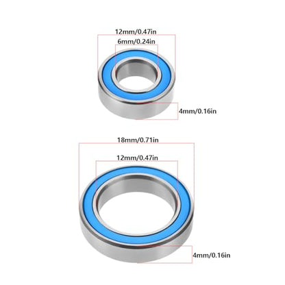 8pcs RC Car Hubs Carriers Bearings Kit Compatible with Arrma Big Rock Compatible with Typhon 3S BLX Upgrade Parts 6x12x4mm/12x18x4mm