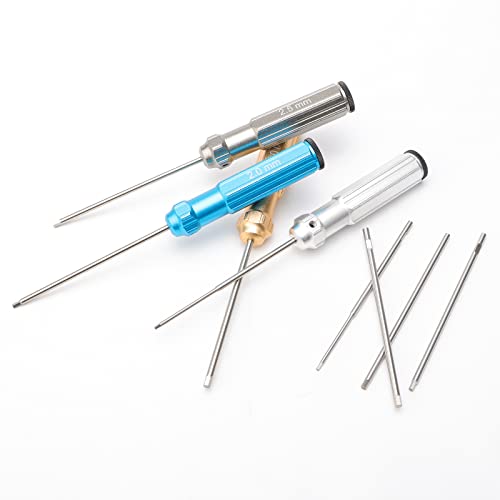 4Pcs RC Screw Driver Kit, 1.5/2.0/2.5/3.0mm Nut Screwdrivers with Small Cross Wrenches Sleeve, Hex Driver Repair Tool Set for RC Car Helicopter Models
