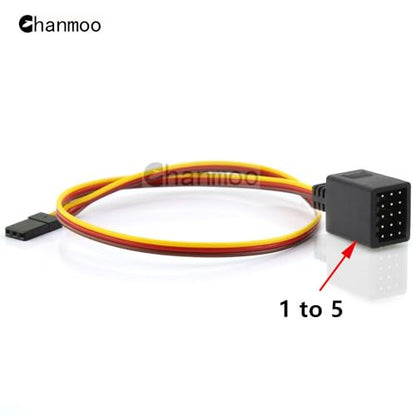 RC JR Style Servo Splitter 1 Male to 2/3/4/5/6 Female Y Harness Leads Y Splitter Cable Lead Wire 350mm for RC Cars Airplane Drone Receiver ESC Cable Servo Fan 2Pcs (1 Male to 5Female) - style: 1 Male to 5Female