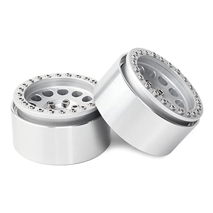 INJORA RC Rims 4pcs 1.9 Inch Beadlock RC Wheel Rim Set Wheel Hub for 1:10 RC Crawler Axial SCX10 SCX10 II 90046 SCX10 III AXI03007 TRX4 D90 12mm Hex (Silver) - color: Silver