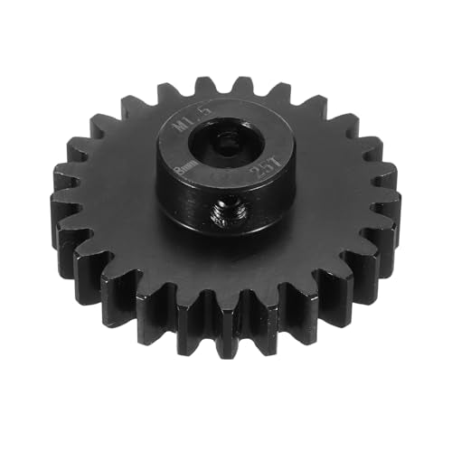 MECCANIXITY Steel M1.5 Gear Set 25T 8mm Shaft Motor Gears for RC Vehicles Truck Drift Car Part, Black - size: 25T