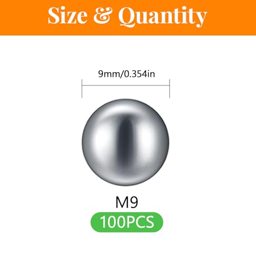 100 Pcs M9 Stainless Steel Bearing Balls, Metric Precision Bike Ball Bearings for Acrylic Paints, Nail Polish & Epoxy Resin, Durable Agitator Balls for Ball Bearings - size: M9-100Pcs