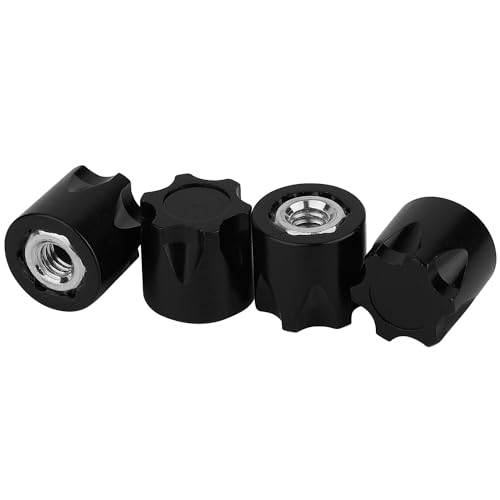 4PCS Aluminium Wheel Rim Center Cap M4 Nuts with Tool for 1/10 RC Crawler Axial SCX10 90046 TRX4 TRX6 Tamiya Recat RC Crawler Upgrades，Star Shape (Black) - color: Black